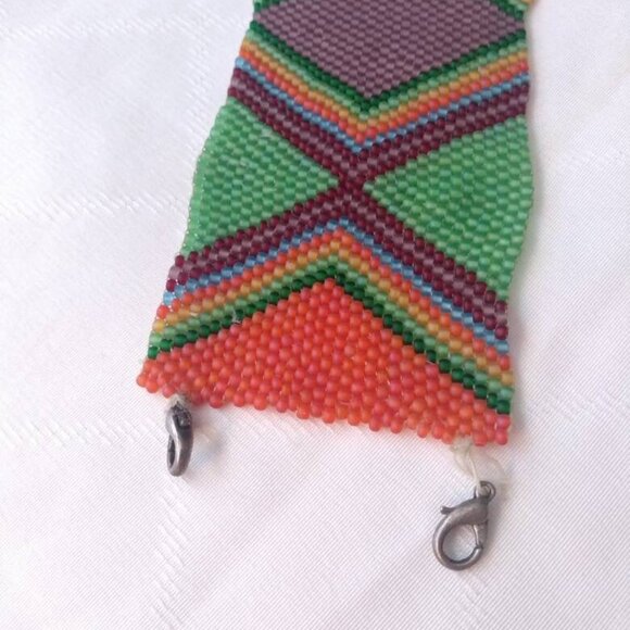 Wide Hand Beaded Vintage Bracelet Jewelry Woman Man Child Kid Accessories - Picture 10 of 10